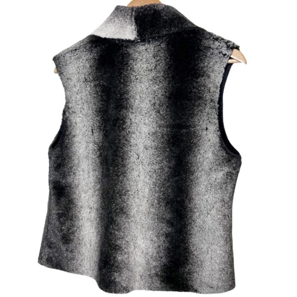 Emil Rutenburg Womens Faux Fur Shawl Collar Vest Black Gray Ombre - Picture 13 of 16